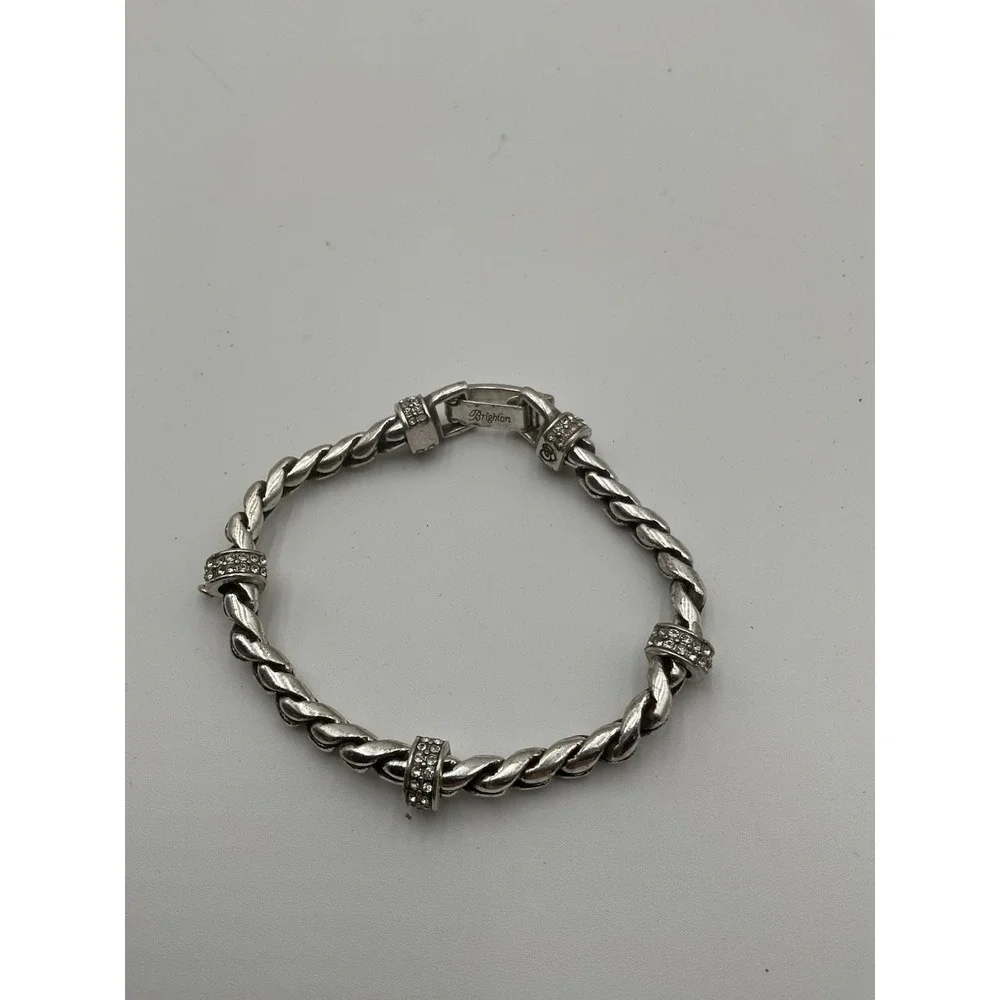 Brighton Meridian Silver Barrel Crystals Bracelet